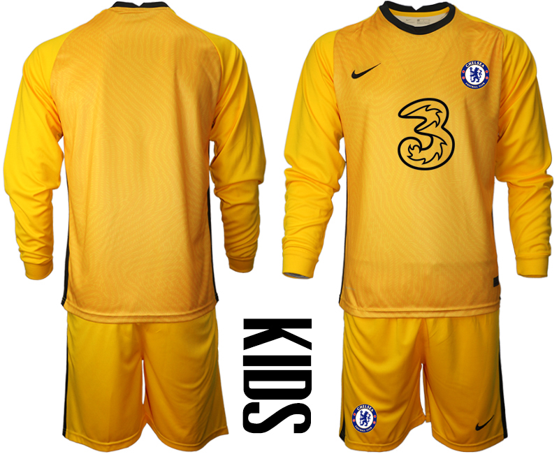 2021 Chelsea yellow goalkeeper Youth long sleeve soccer jerseys->youth soccer jersey->Youth Jersey
